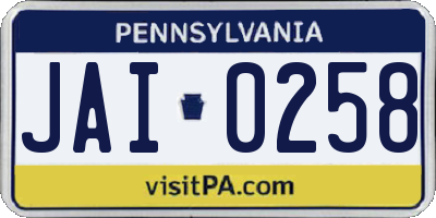 PA license plate JAI0258