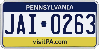 PA license plate JAI0263