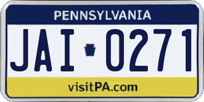 PA license plate JAI0271