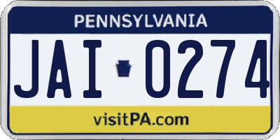 PA license plate JAI0274