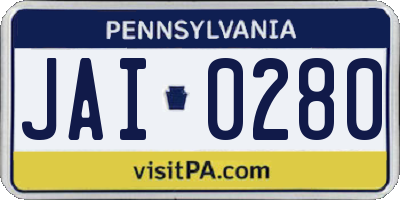 PA license plate JAI0280