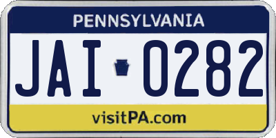 PA license plate JAI0282