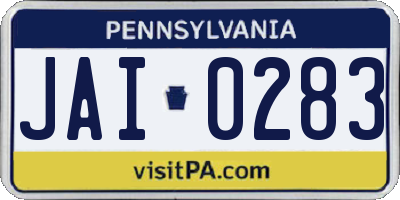 PA license plate JAI0283