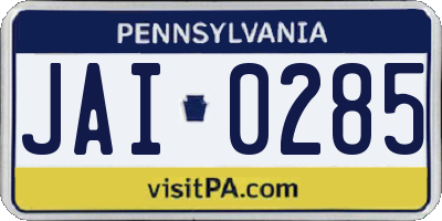 PA license plate JAI0285