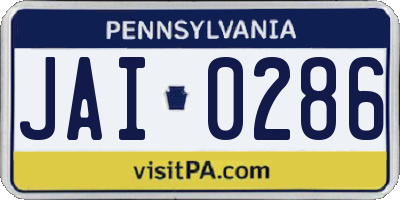 PA license plate JAI0286