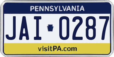 PA license plate JAI0287