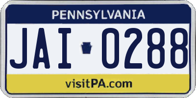 PA license plate JAI0288