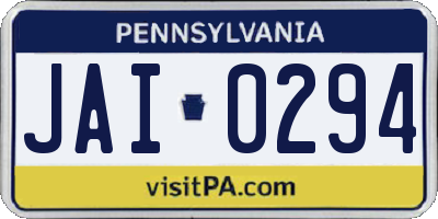 PA license plate JAI0294