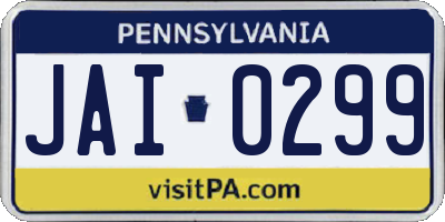 PA license plate JAI0299