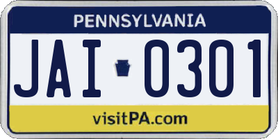 PA license plate JAI0301