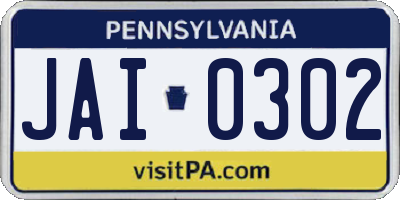 PA license plate JAI0302