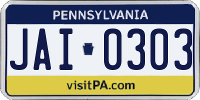 PA license plate JAI0303