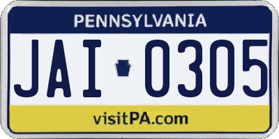 PA license plate JAI0305
