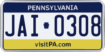 PA license plate JAI0308