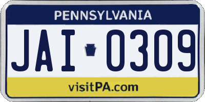 PA license plate JAI0309