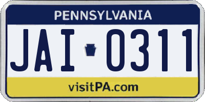 PA license plate JAI0311