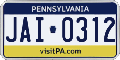 PA license plate JAI0312