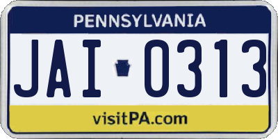 PA license plate JAI0313