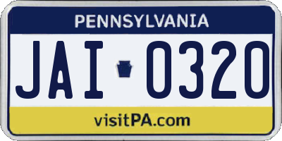 PA license plate JAI0320