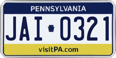 PA license plate JAI0321