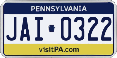 PA license plate JAI0322