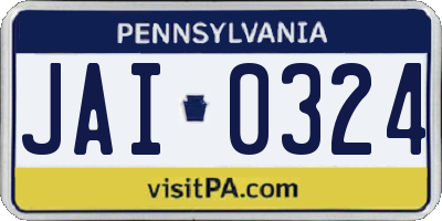 PA license plate JAI0324