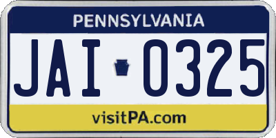 PA license plate JAI0325