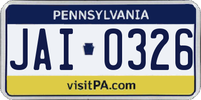 PA license plate JAI0326
