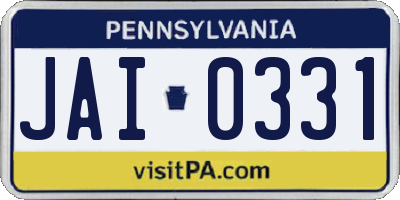PA license plate JAI0331