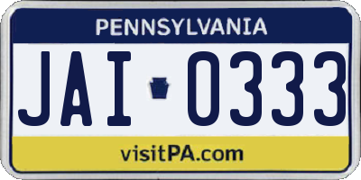 PA license plate JAI0333