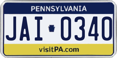 PA license plate JAI0340