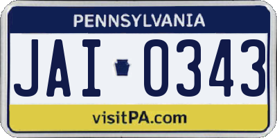 PA license plate JAI0343