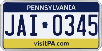 PA license plate JAI0345