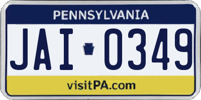 PA license plate JAI0349