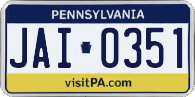 PA license plate JAI0351