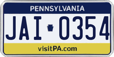 PA license plate JAI0354