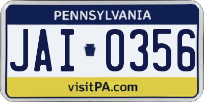 PA license plate JAI0356