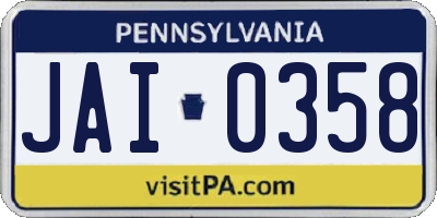 PA license plate JAI0358