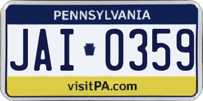 PA license plate JAI0359