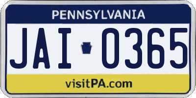 PA license plate JAI0365