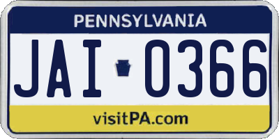 PA license plate JAI0366
