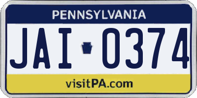 PA license plate JAI0374