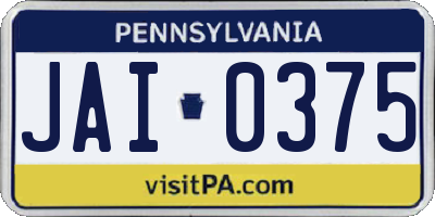 PA license plate JAI0375