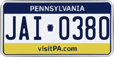 PA license plate JAI0380