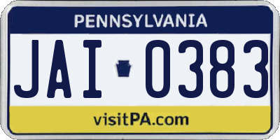 PA license plate JAI0383