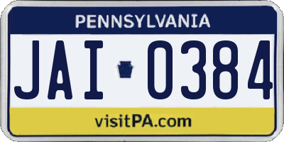 PA license plate JAI0384