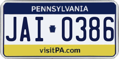 PA license plate JAI0386