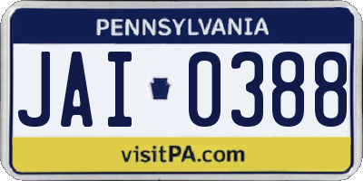 PA license plate JAI0388