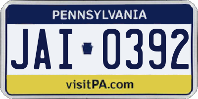 PA license plate JAI0392