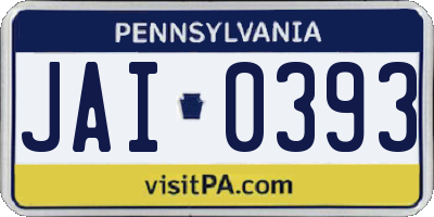 PA license plate JAI0393